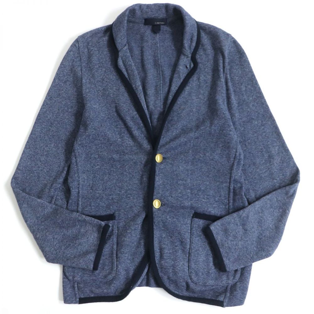 Other LARDINI Cotton Shawl Collar Knit Jacket Navy XS Cotton Outerwear